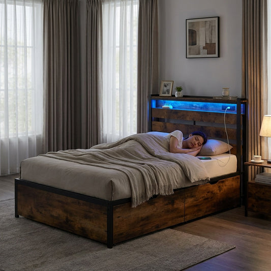 Twin LED Bed Frame with 60 000+ Color Lights & App Control