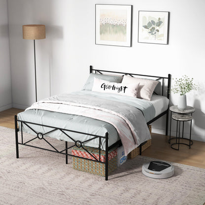 Full/Queen Size Metal Platform Bed Frame with Headboard and Footboard