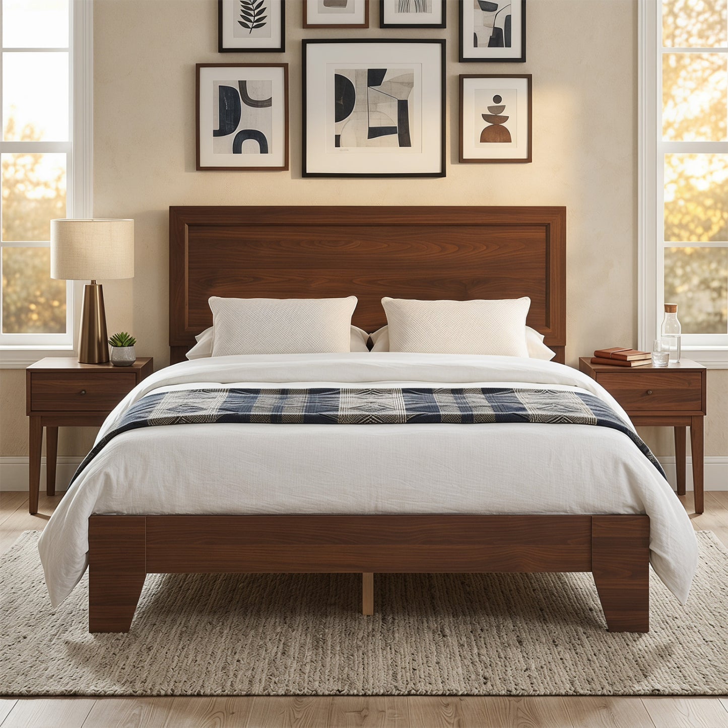 Full Size Platform Bed Frame with Headboard - No Box Spring