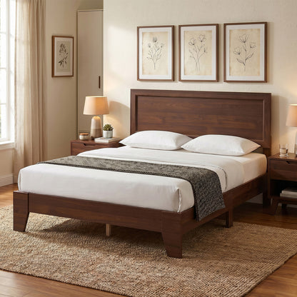 Full Size Platform Bed Frame with Headboard - No Box Spring