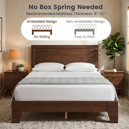 Full Size Platform Bed Frame with Headboard - No Box Spring