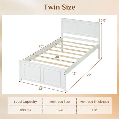Twin Size Platform Bed Frame with Headboard