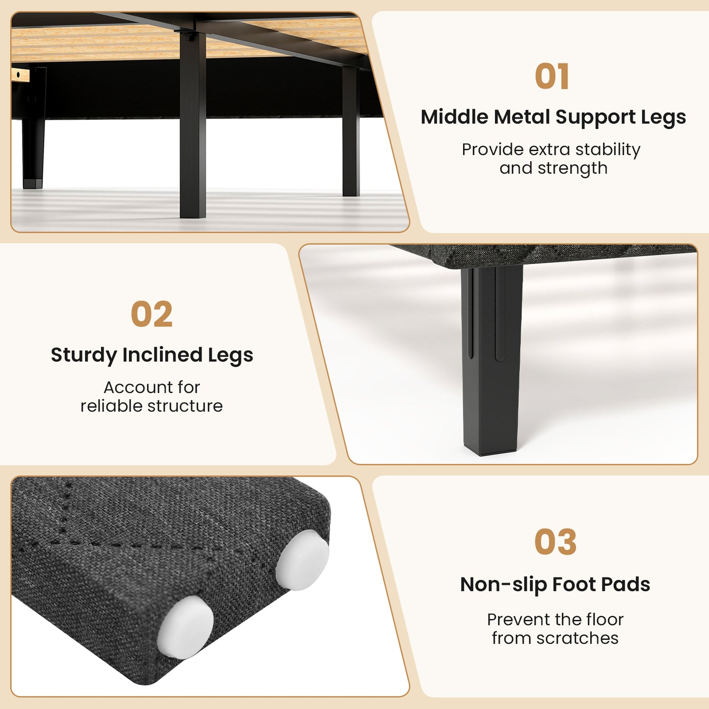 Full Size Velvet Bed Frame Upholstered Platform Bed with Chevron Headboard Gray