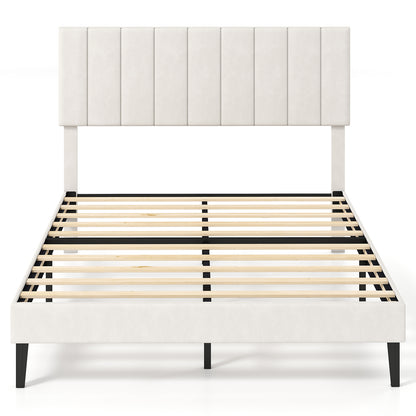 Full Size Velvet Upholstered Platform Bed Frame