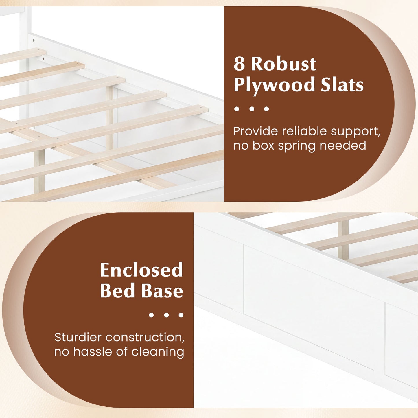 Full Size Wooden Platform Bed Frame with Storage Drawers-White