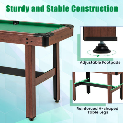 48 Inch Pool Wooden Game Table with Full Set of Ballsfor Kids and Adults-Green