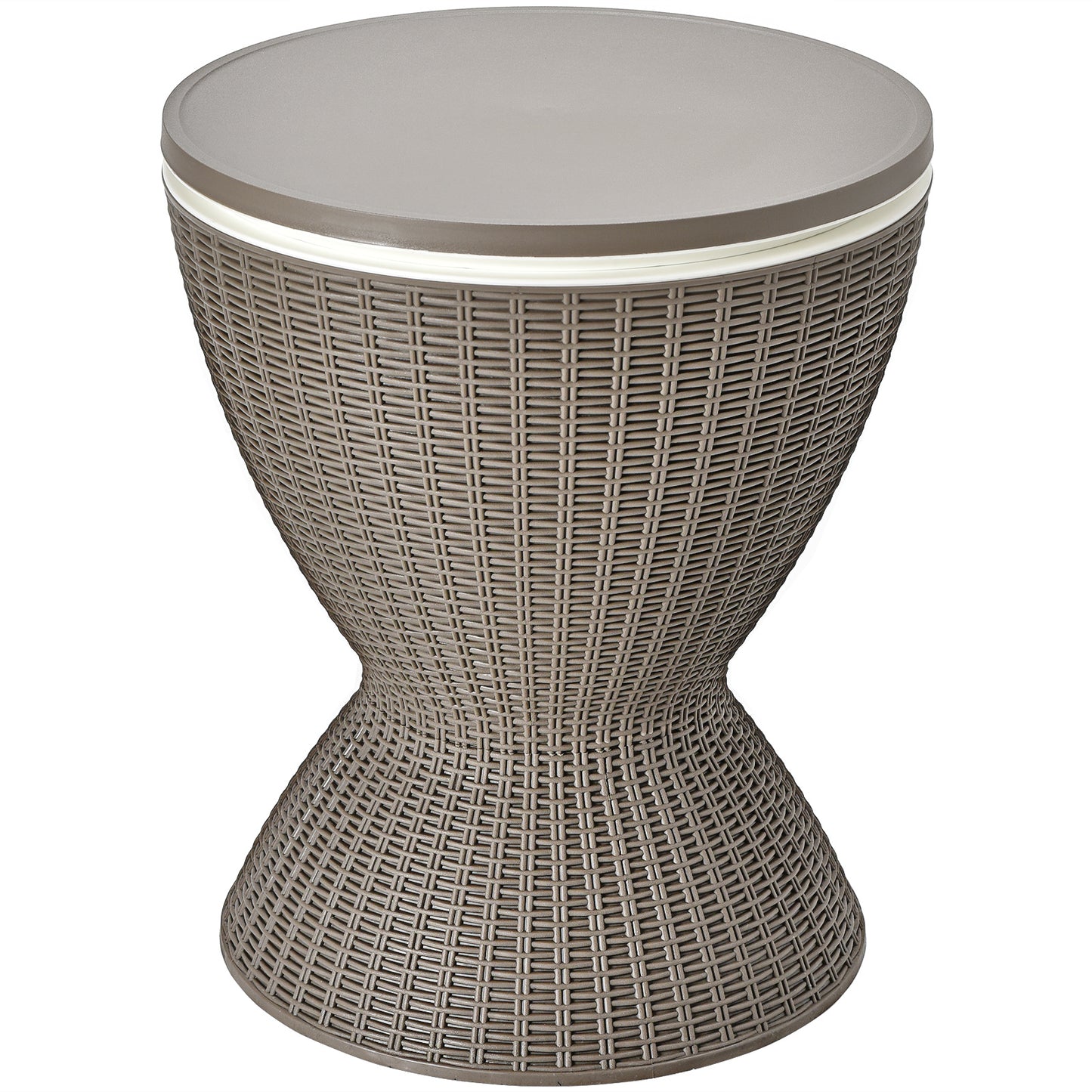 3 in 1 8 Gallon Patio Rattan Cooler Bar Table with Adjust Ice Bucket-Black