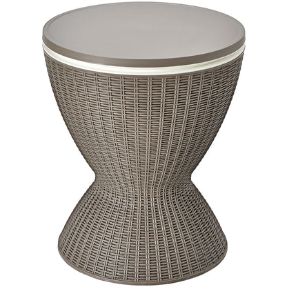 3 in 1 8 Gallon Patio Rattan Cooler Bar Table with Adjust Ice Bucket-Black