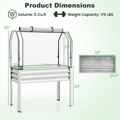 Galvanized Raised Garden Bed with Legs and Greenhouse Cover for Vegetable Flower