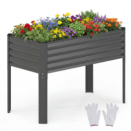 Galvanized Raised Garden Bed with Legs 46" x 24" x 31" Metal Elevated Planter Box