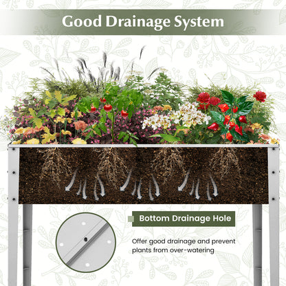 Galvanized Raised Garden Bed Elevated Planter Box with Legs and Drainage Hole-Silver