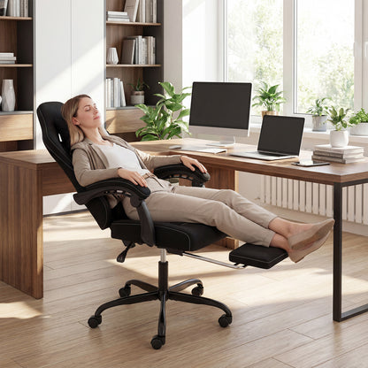 Gaming Chair Height Adjustable Computer Chair with Headrest Video Game Chair-Black