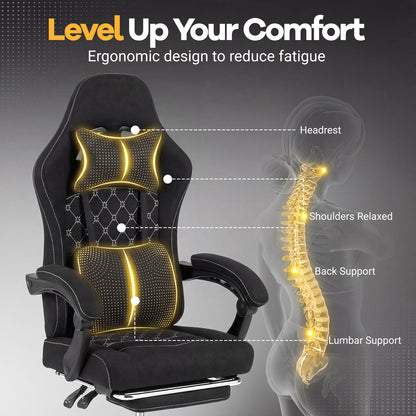 Gaming Chair Height Adjustable Computer Chair with Headrest Video Game Chair-Black