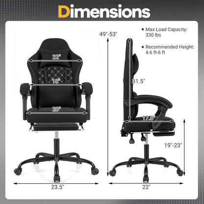 Gaming Chair Height Adjustable Computer Chair with Headrest Video Game Chair-Black