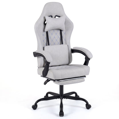 Gaming Chair Height Adjustable Computer Chair with Headrest Video Game Chair-Gray