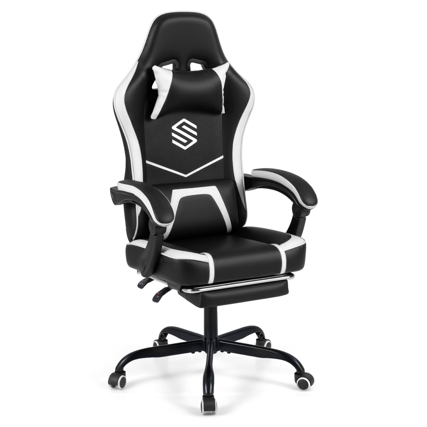 Gaming Chair Height Adjustable Computer Chair with Headrest Ergonomic Office Task Chair-Black