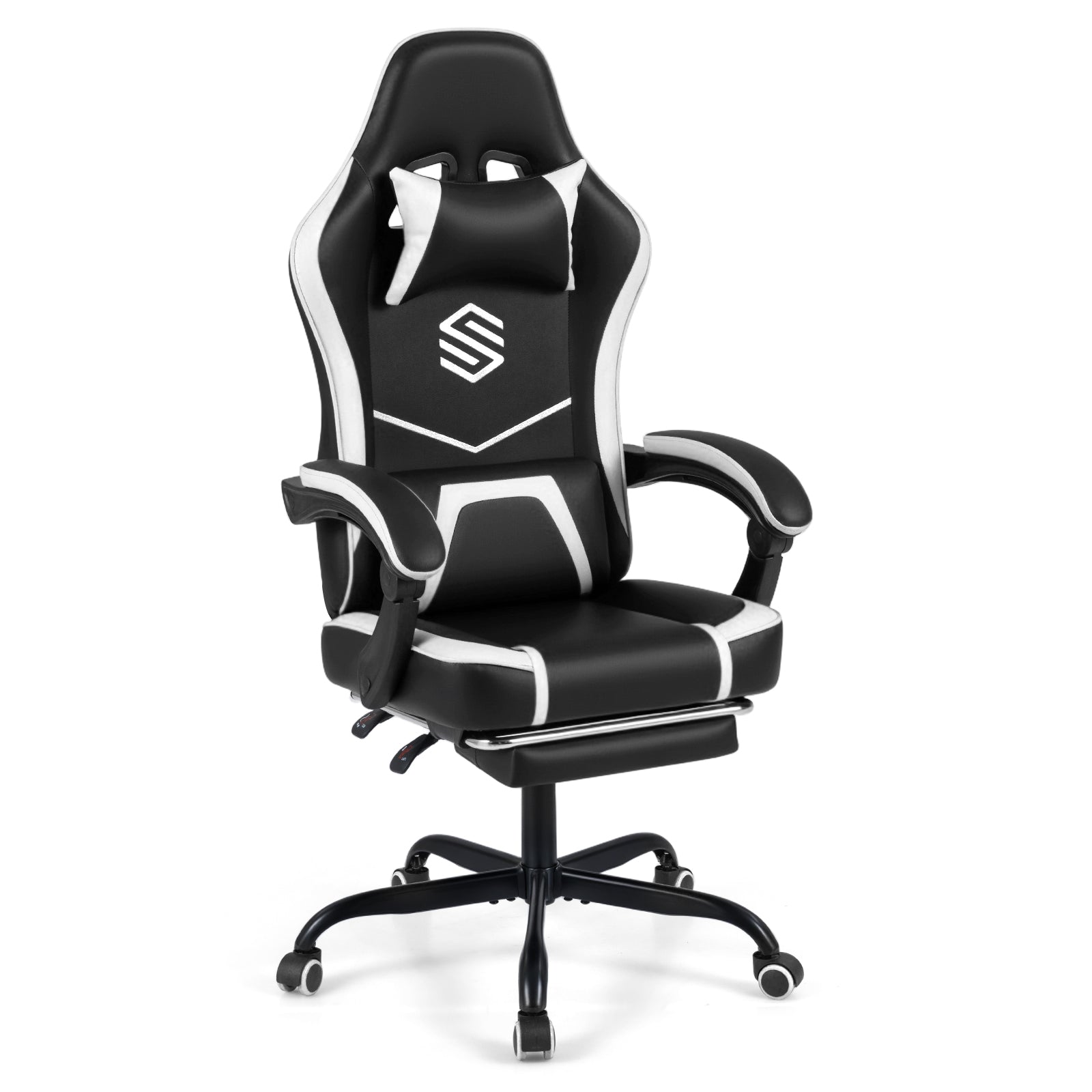 Gaming Chair Height Adjustable Computer Chair with Headrest Ergonomic Office Task Chair-Black