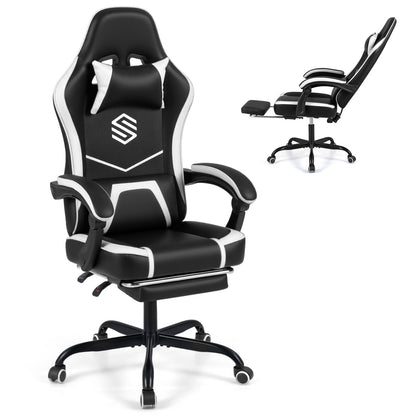 Gaming Chair Height Adjustable Computer Chair with Headrest Ergonomic Office Task Chair-Black