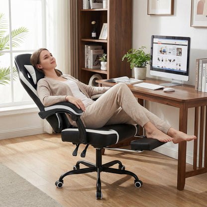 Gaming Chair Height Adjustable Computer Chair with Headrest Ergonomic Office Task Chair-Black
