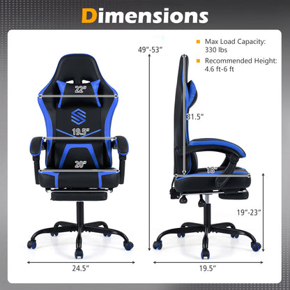 Gaming Chair Height Adjustable Computer Chair with Headrest Ergonomic Office Task Chair-Navy