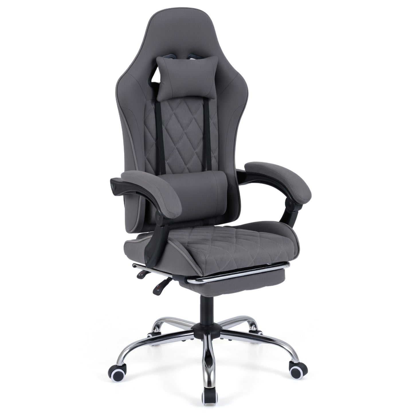 Gaming Chair Height Adjustable Computer Chair with Headrest and Lumbar Support-Gray