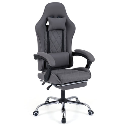 Gaming Chair Height Adjustable Computer Chair with Headrest and Lumbar Support-Gray