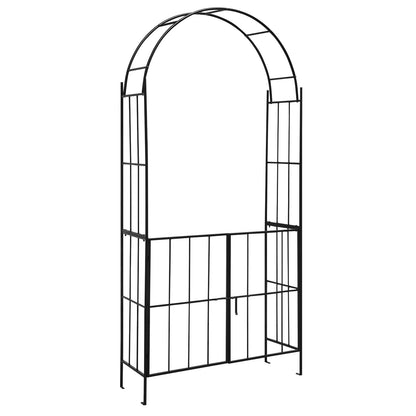 Garden Arch Arbor Trellis with Gate Patio Plant Stand Archway-Black