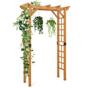 7/7.5 Feet Garden Arch Wooden Arbor Outdoor Wood Trellis for Climbing Plants-7 FT