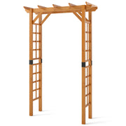 7/7.5 Feet Garden Arch Wooden Arbor Outdoor Wood Trellis for Climbing Plants-7 FT
