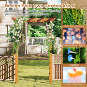 7/7.5 Feet Garden Arch Wooden Arbor Outdoor Wood Trellis for Climbing Plants-7 FT