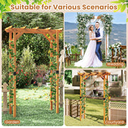 7/7.5 Feet Garden Arch Wooden Arbor Outdoor Wood Trellis for Climbing Plants-7 FT