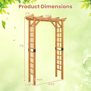 7/7.5 Feet Garden Arch Wooden Arbor Outdoor Wood Trellis for Climbing Plants-7 FT