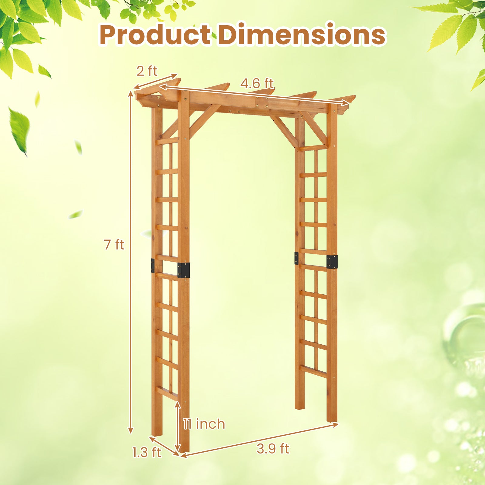 7/7.5 Feet Garden Arch Wooden Arbor Outdoor Wood Trellis for Climbing Plants-7 FT