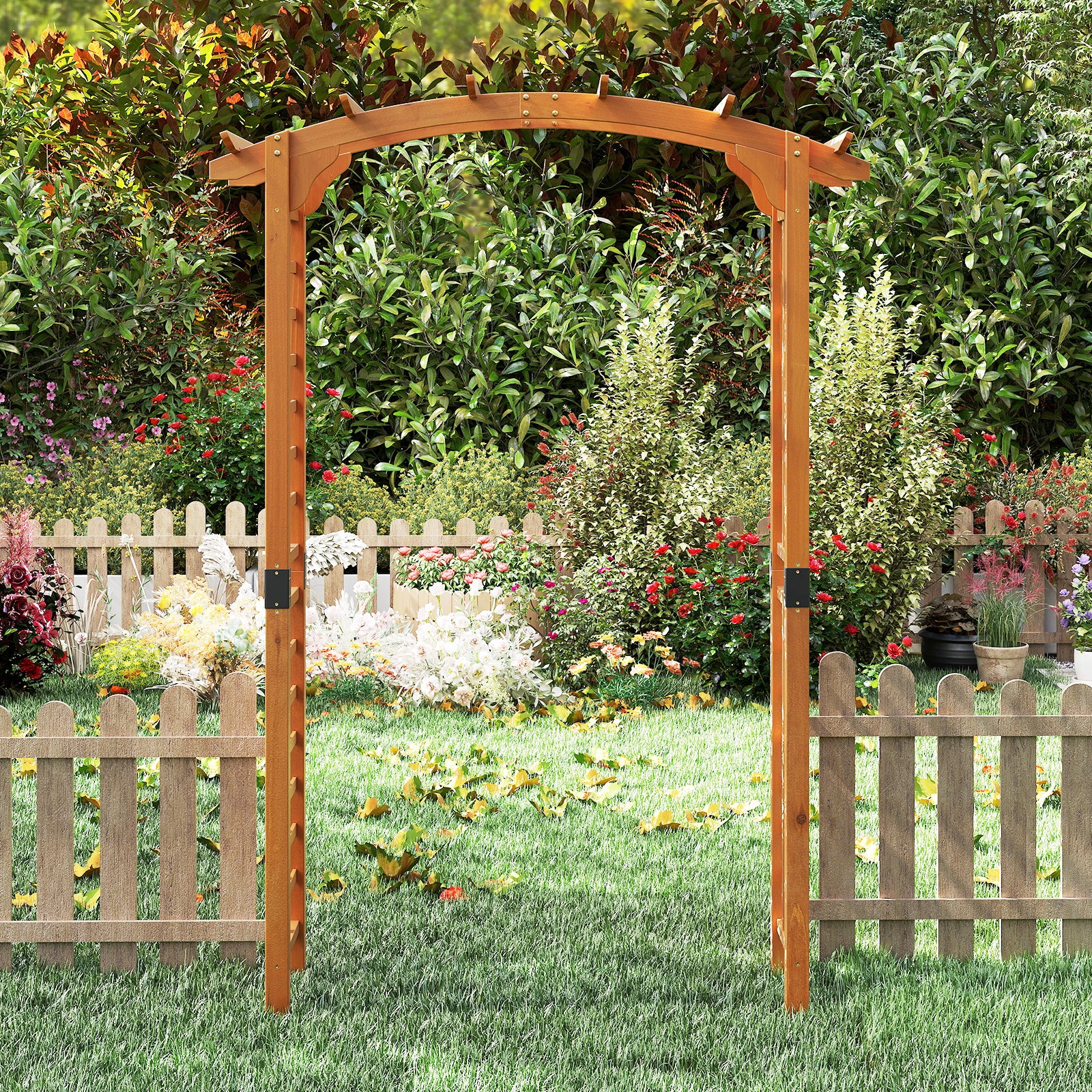 7/7.5 Feet Garden Arch Wooden Arbor Outdoor Wood Trellis for Climbing Plants-7.5 FT