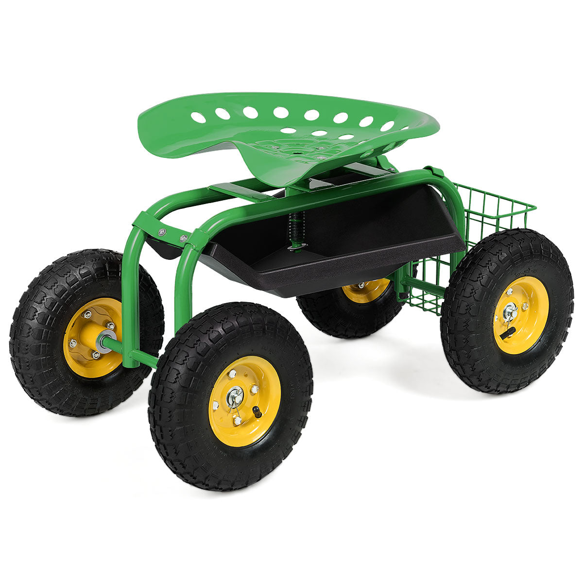 Red/Green Garden Cart Rolling Work Seat With Heavy Duty Tool Tray Gardening Planting-Green - Green