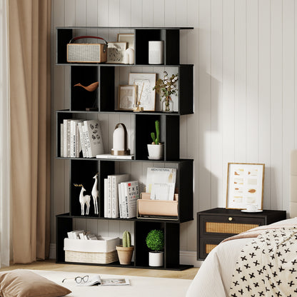Geometric Bookshelf 5-Tier Bookcase with Open Shelves and Closed-back Cubes