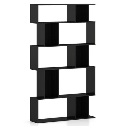 Geometric Bookshelf 5-Tier Bookcase with Open Shelves and Closed-back Cubes