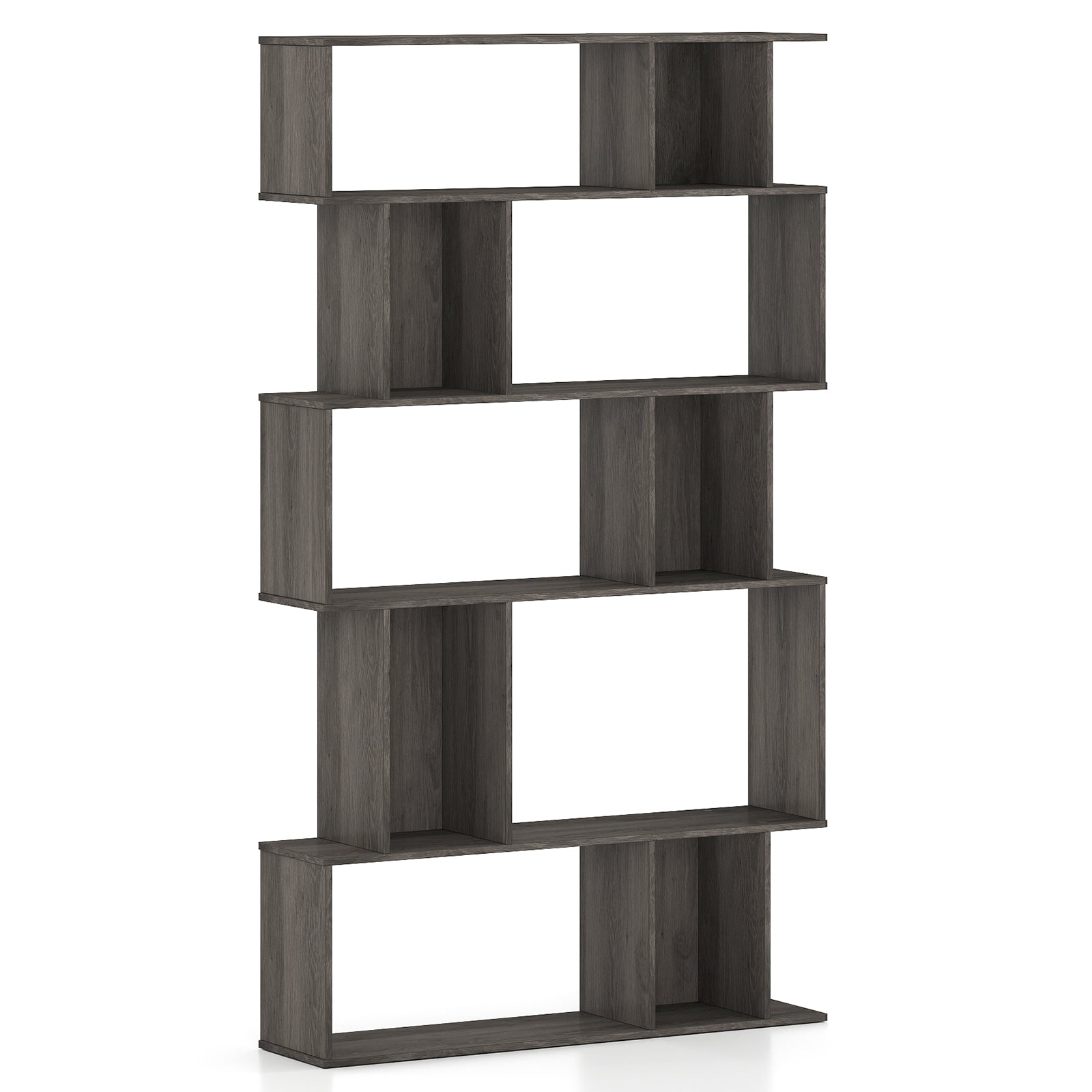 Geometric Bookshelf 5-Tier Bookcase with Open Shelves and Closed-back Cubes