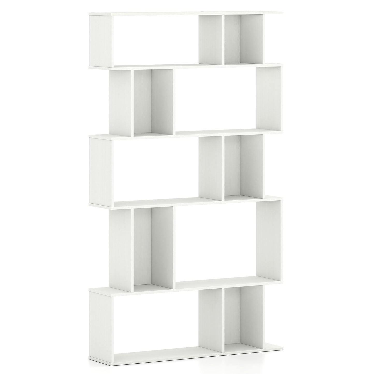 Geometric Bookshelf 5-Tier Bookcase with Open Shelves and Closed-back Cubes