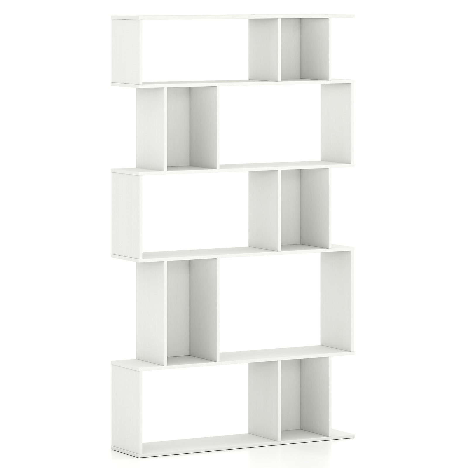 Geometric Bookshelf 5-Tier Bookcase with Open Shelves and Closed-back Cubes