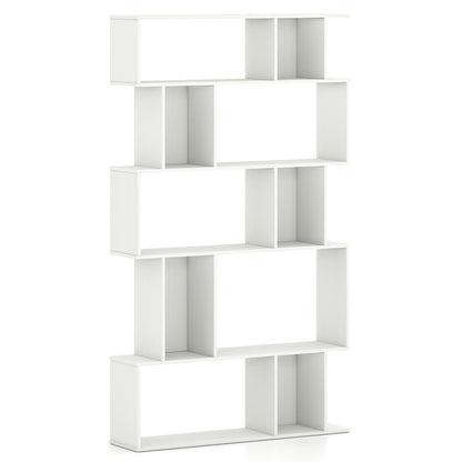 Geometric Bookshelf 5-Tier Bookcase with Open Shelves and Closed-back Cubes