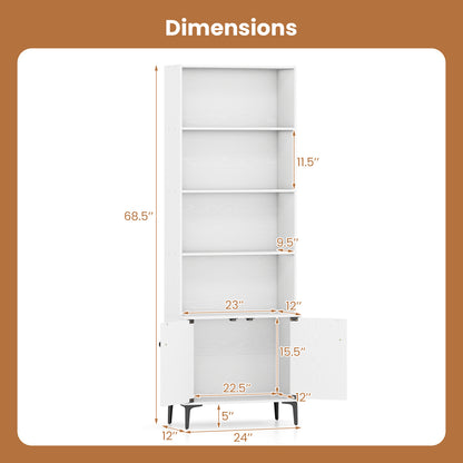 Giantex Bookshelf with Doors and 2 Anti-Tipping Kits for Home Office