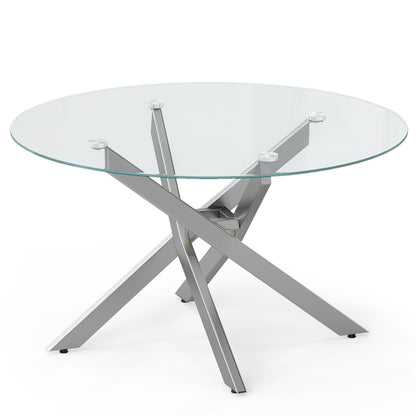 Glass Coffee Table Round Clear Center Table with Tempered Glass Top