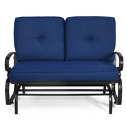 2 Seats Outdoor Swing Glider Chair with Cushions-Navy
