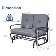 2 Seats Outdoor Swing Glider Chair with Comfortable Cushions-Gray