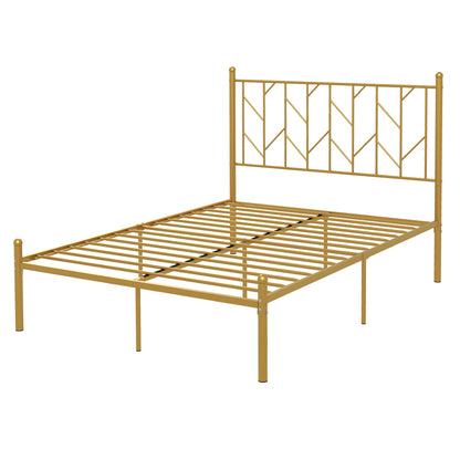 Twin/Full Size Metal Platform Bed Frame with Vintage Headboard-Full Size