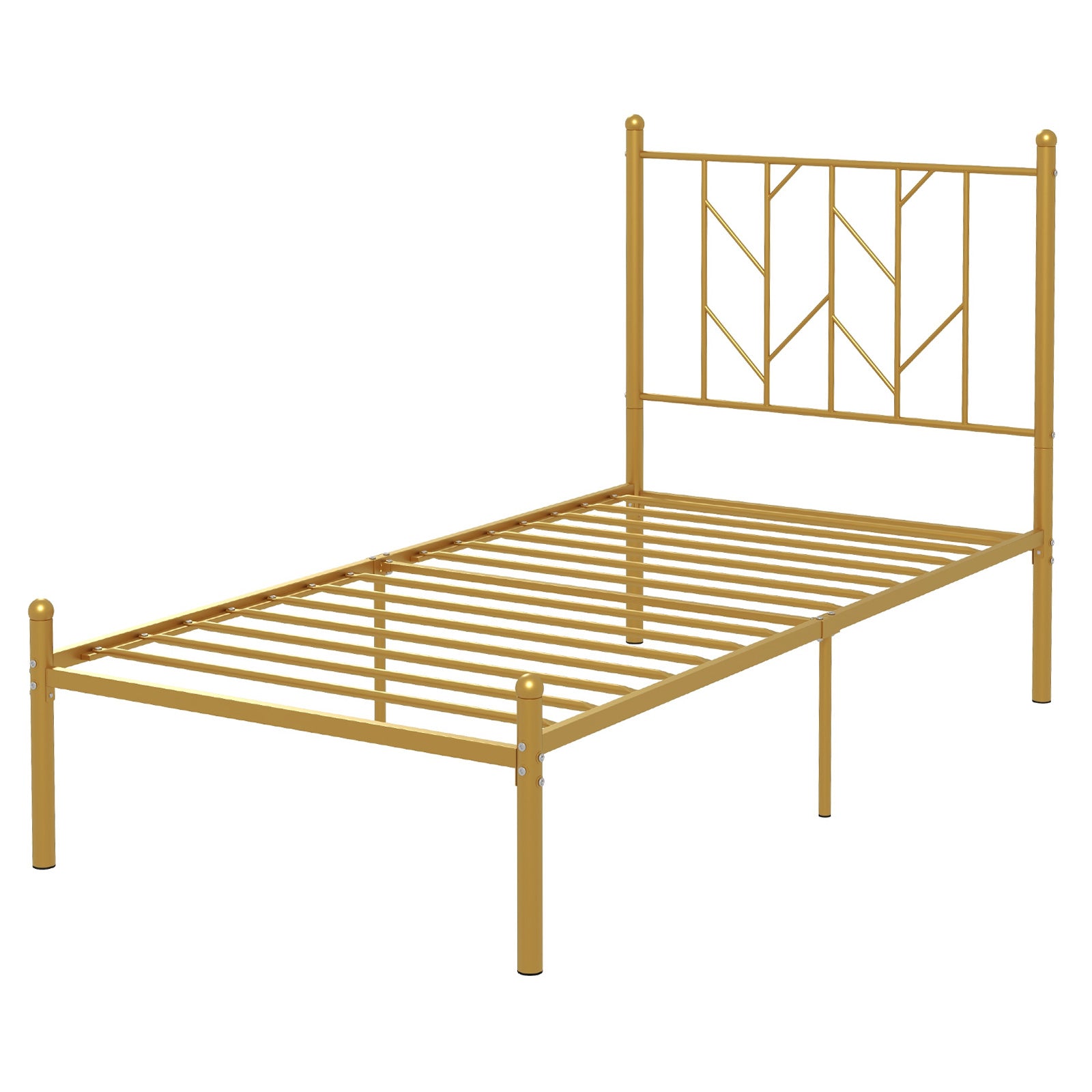Twin/Full Size Metal Platform Bed Frame with Vintage Headboard-Twin Size