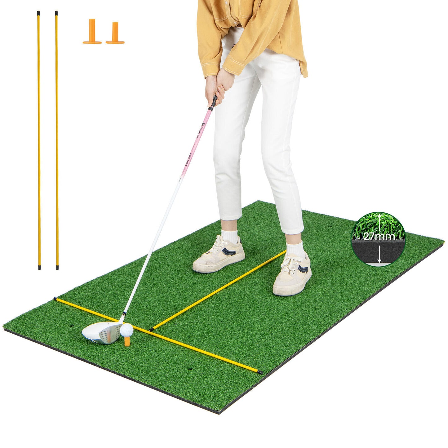 5 x 3 ft Artificial Turf Grass Practice Mat for Indoors and Outdoors-20mm - 27Mm
