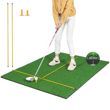 Artificial Turf Mat for Indoor and Outdoor Golf Practice Includes 2 Rubber Tees and 2 Alignment Sticks-20mm - 32Mm