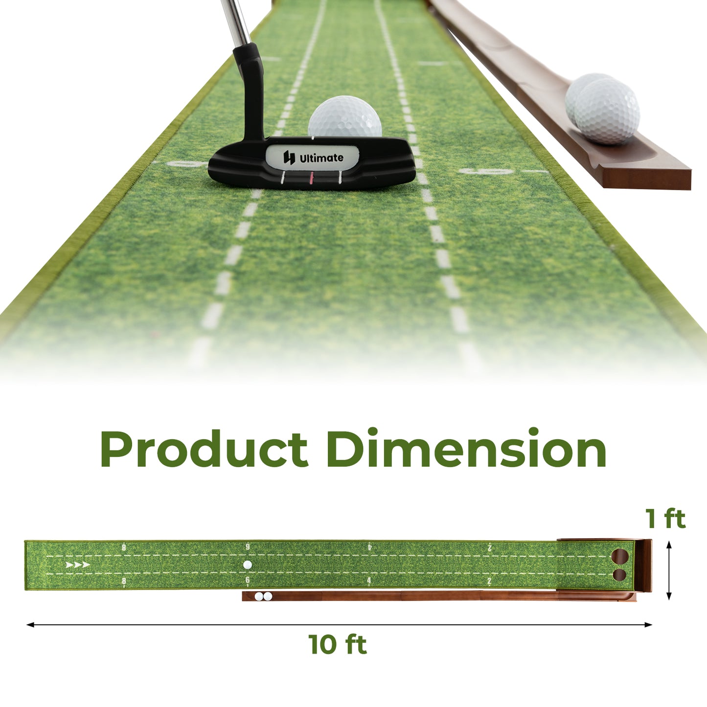Golf Putting Mat Practice Training Aid with Auto Ball Return and